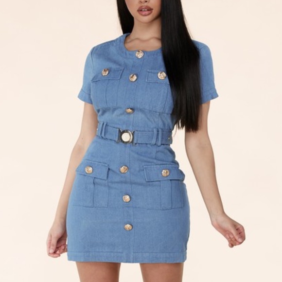 L'ATISTE Dresses & Skirts - 27 - DENIM DRESS WITH BUTTON DETAILS